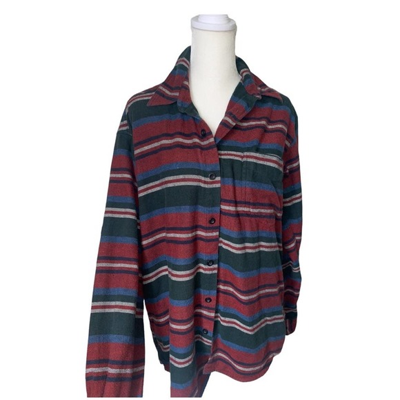 J. Crew Striped Button Down Flannel Size Small - Picture 1 of 8